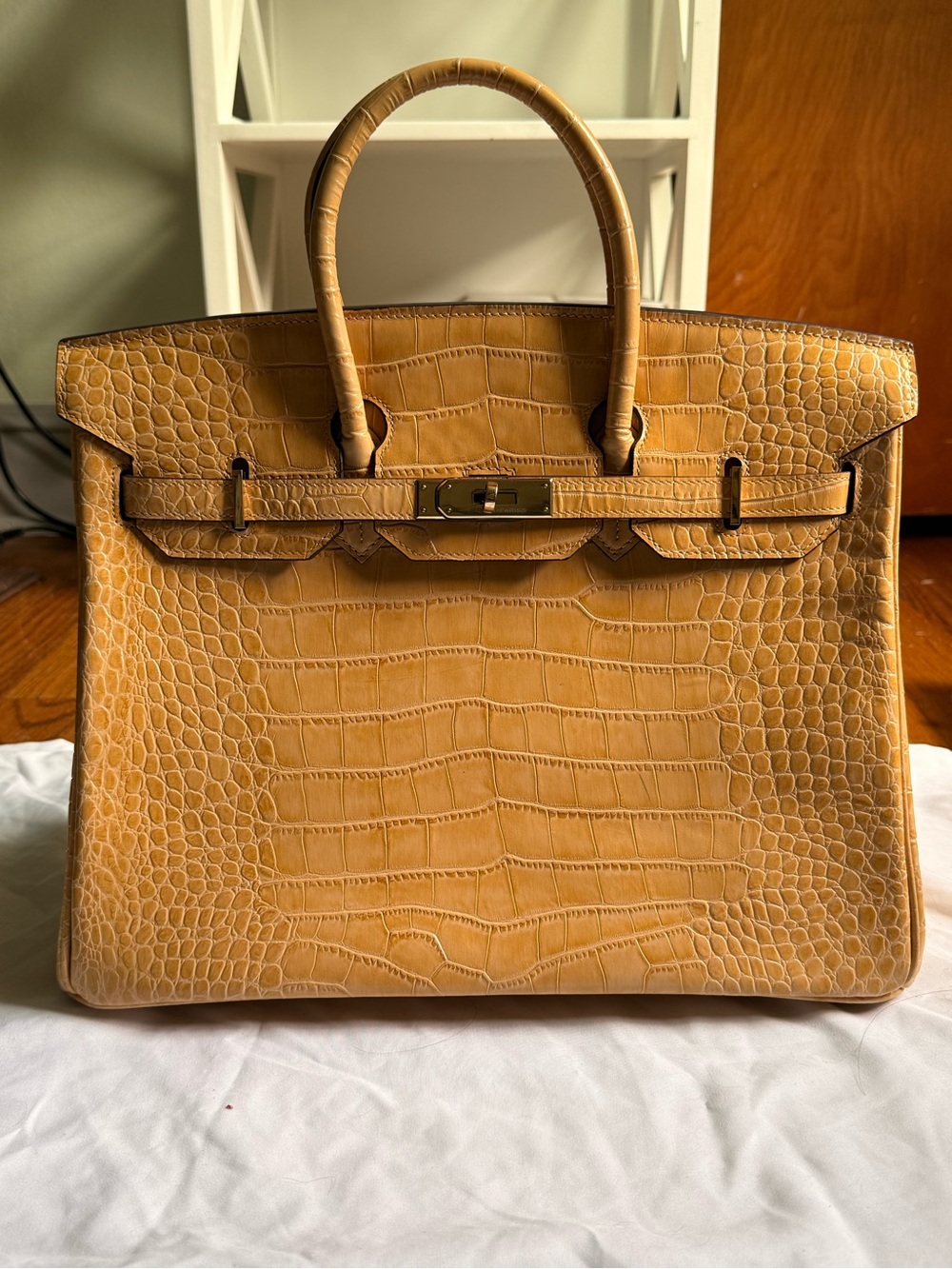 Hermès Birkin 30 Jaune Ambre alligator leather palladium hardware